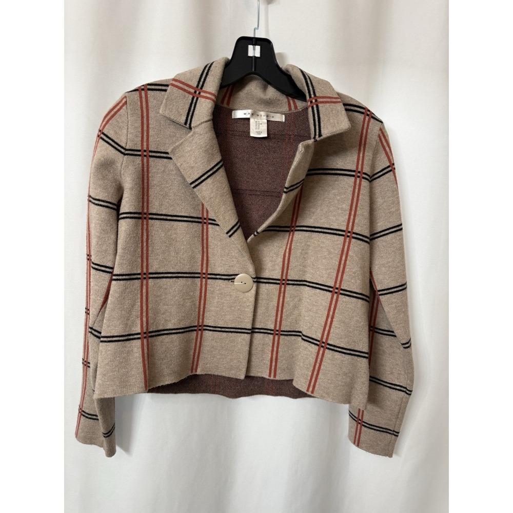 Max‎ Studio Women's Cropped Jacket Size Medium Cover Up Fall Stripe. O-12